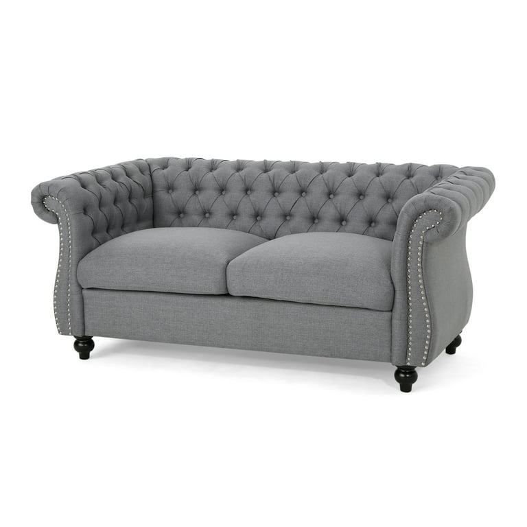 Noble house aaniya traditional velvet chesterfield outlet loveseat sofa