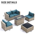 thumbnail image 5 of Amopatio 6 Pieces Patio Conversation Set With Firepit, Outdoor Sectional PE Rattan Wicker Furniture Seat,Peacock Blue, 5 of 11