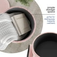 thumbnail image 3 of Hearth & Harbor Ottoman with Storage, Round Storage Ottoman, Vanity Stool and Foot Stool with Storage, Pleated Velvet Pink, 3 of 8