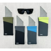 Carson Eyeglass Pouch, Gray & Blue Protective Case for Glasses & Sunglasses Neoprene with Microfiber Cloth