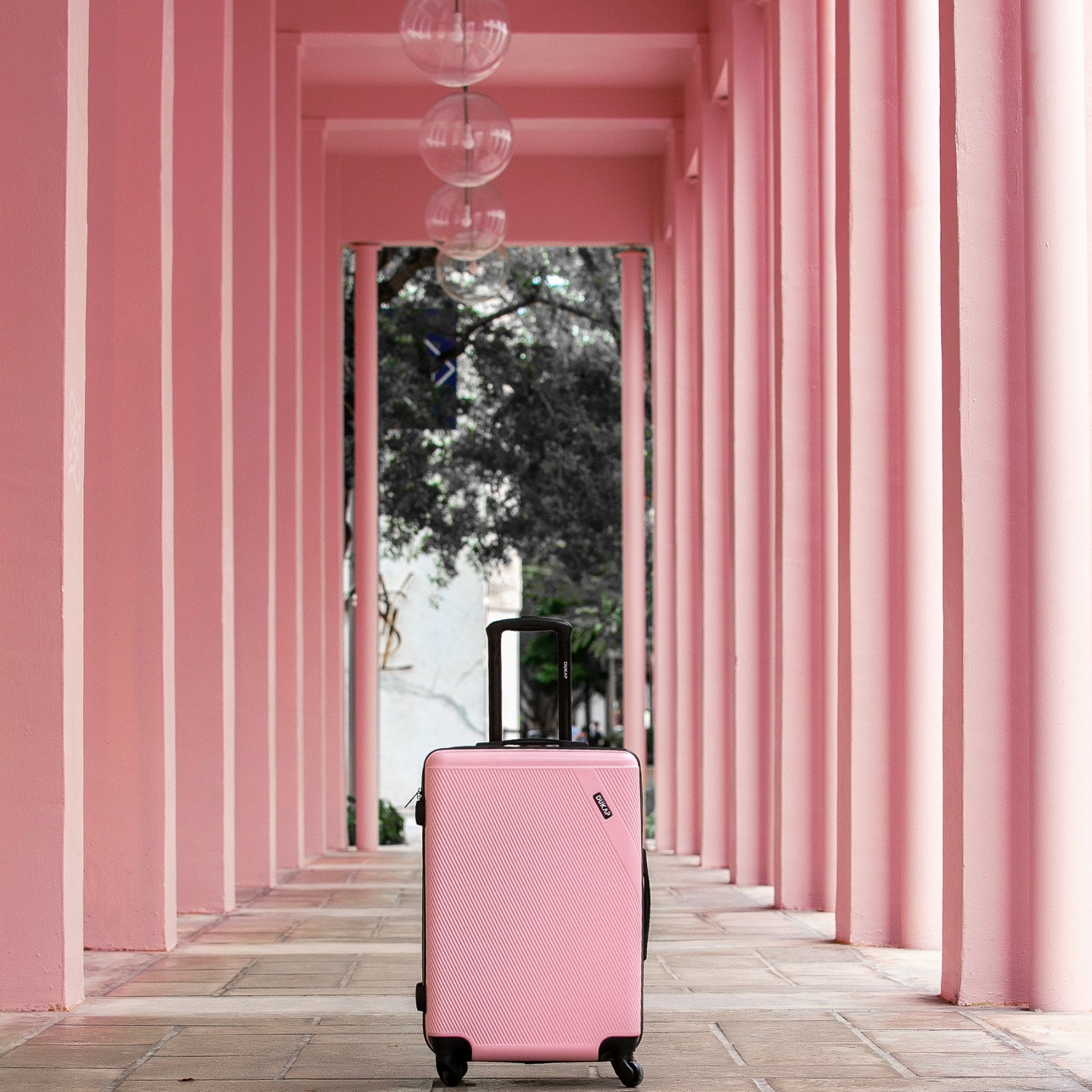 DUKAP Discovery 3-Piece Hardside Luggage Sets with Spinner Wheels, Handle and Trolley, (20"/24"/28"), Pink
