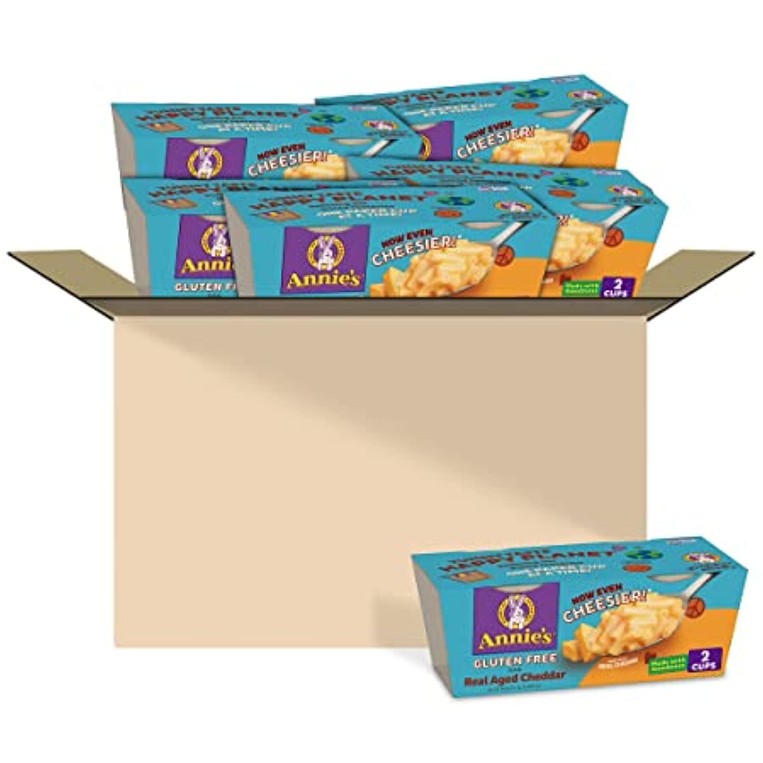 Annies Gluten Free Rice Pasta & Cheddar Mac & Cheese, Microwavable Cups