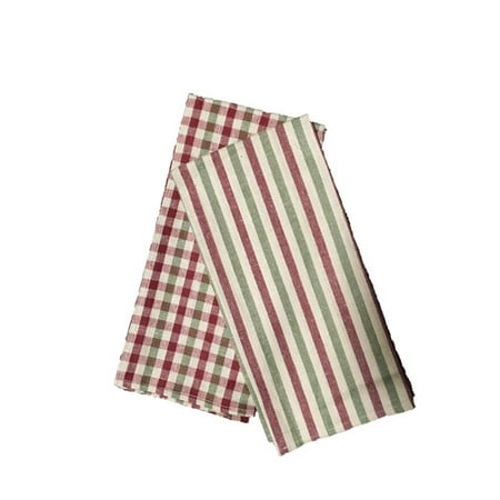 Textiles Plus Inc. Plain Weave Checker & Stripe Kitchen Towel (Set of 4)