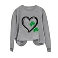 thumbnail image 4 of JTZGDY St. Patrick's Day Green Shirts for Women Cute Shamrock Heart Print Long Sleeve Crewneck Pullover Sweatshirts Fashion Holiday Graphic T-Shirts Trendy Cozy Outfit Clothes A-Gray S, 4 of 8
