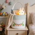 thumbnail image 4 of Kids Easter Egg Bunny Basket, Embroidered Portable Tote, Party Storage Gift Bag, Candy Basket for Easter Party Egg Hunting, 4 of 6