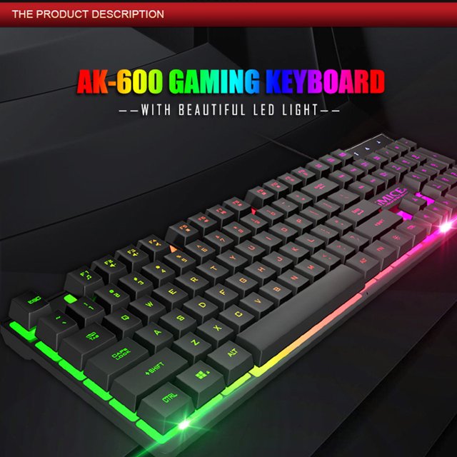 iMICE AK-600 Teclado para juegos Arco iris retroiluminado 19 teclas Rollover Teclado con cable USB