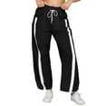 thumbnail image 2 of BRDFRL Women's Y2K Track Pants Side Striped Wide Leg Baggy Drawstring Waist Parachute Sweatpants Streetwear Black XL, 2 of 4
