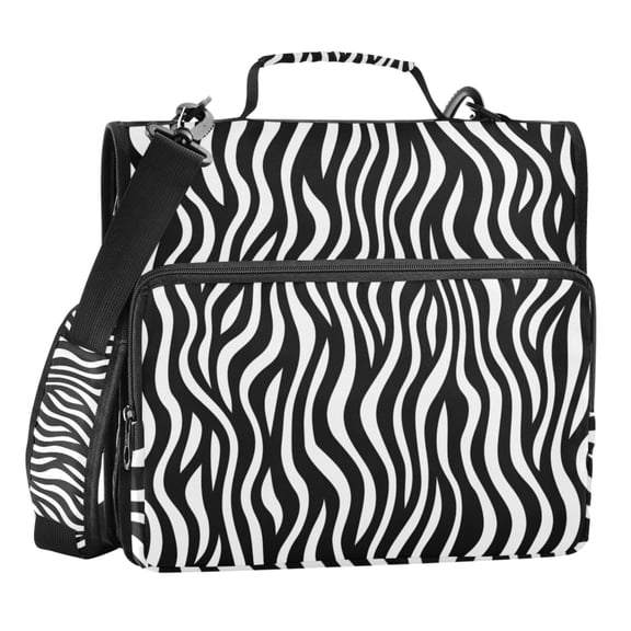 ALAZA Zipper Binder Wavy Black 3 Ring Trapper Keeper File Folder Organizer Bag