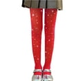 thumbnail image 2 of ATOGUTA Girls Fishnet Stockings Kids High Waist Tights Rhinestone Party Pantyhose Size 5T-15, Red, 2 of 3