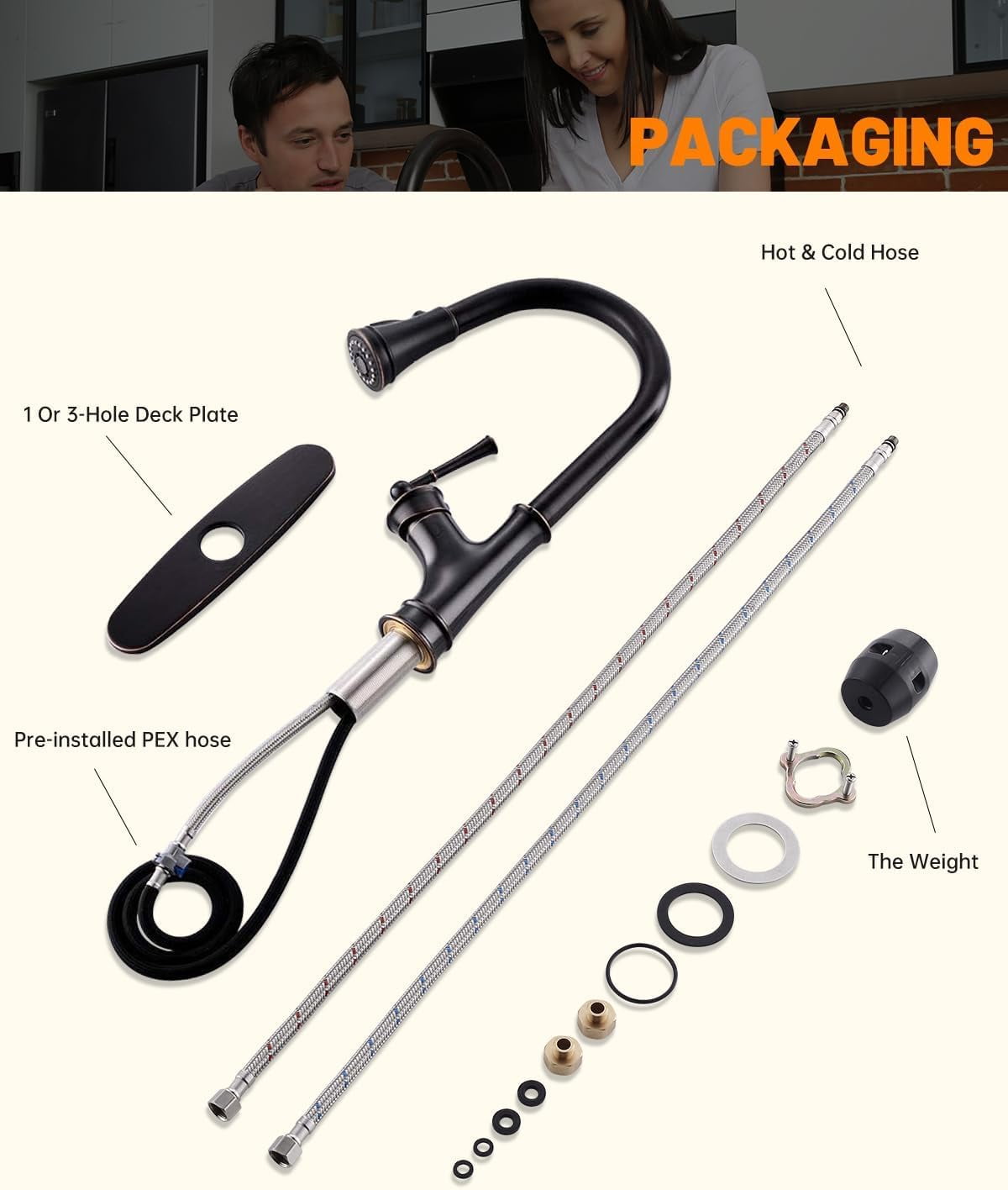 APPASO Pull Down Kitchen Faucet with Sprayer Oil Rubbed Bronze 133ORB