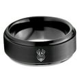 thumbnail image 2 of Tungsten Old Norse Viking Band Ring 8mm Men Women Comfort Fit Black Step Bevel Edge Brushed Polished, 2 of 4