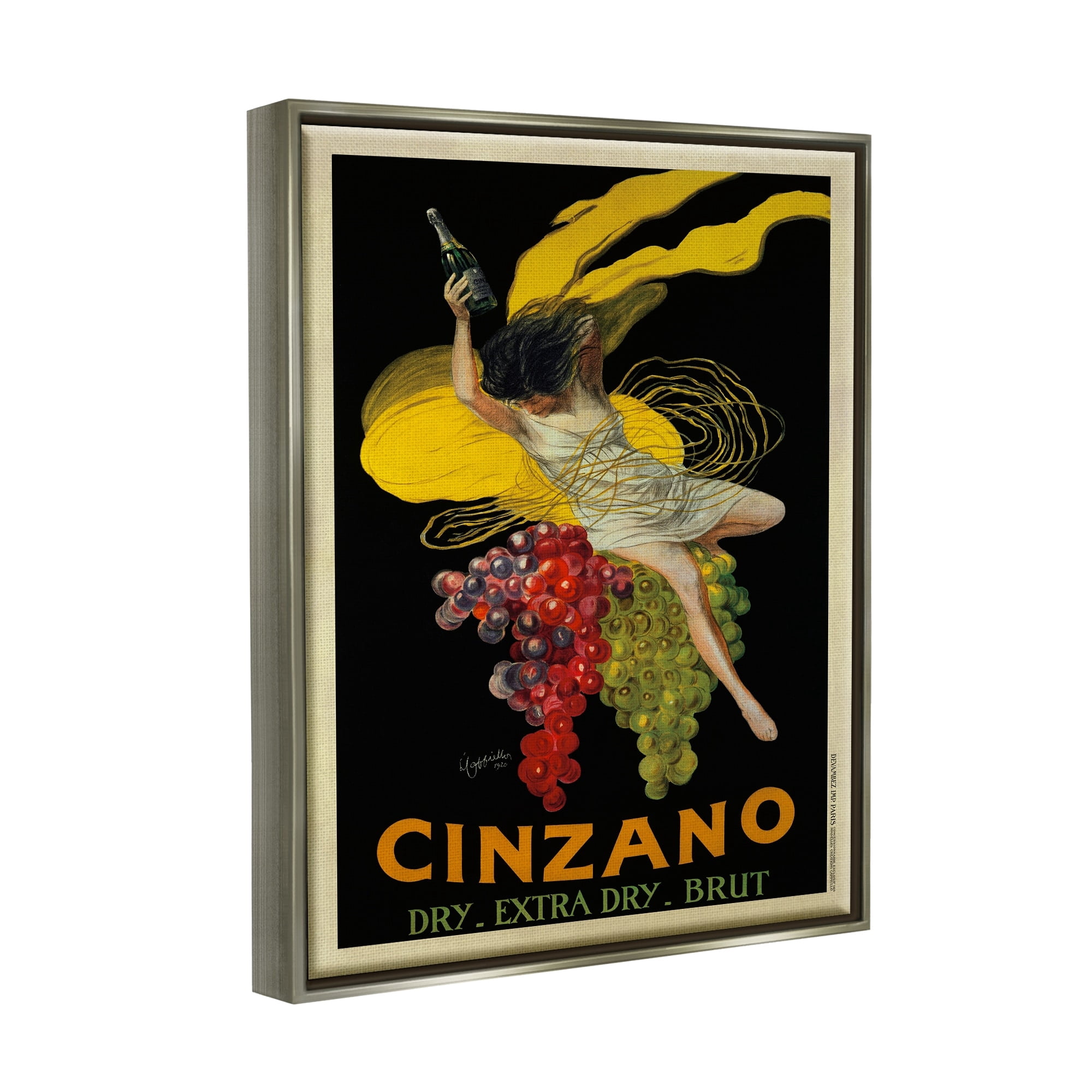 Stupell Industries Cinzano Vintage Poster Wine Design Luster Gray Framed Floating Canvas Wall Art, 24x30, by Marcello Dudovich