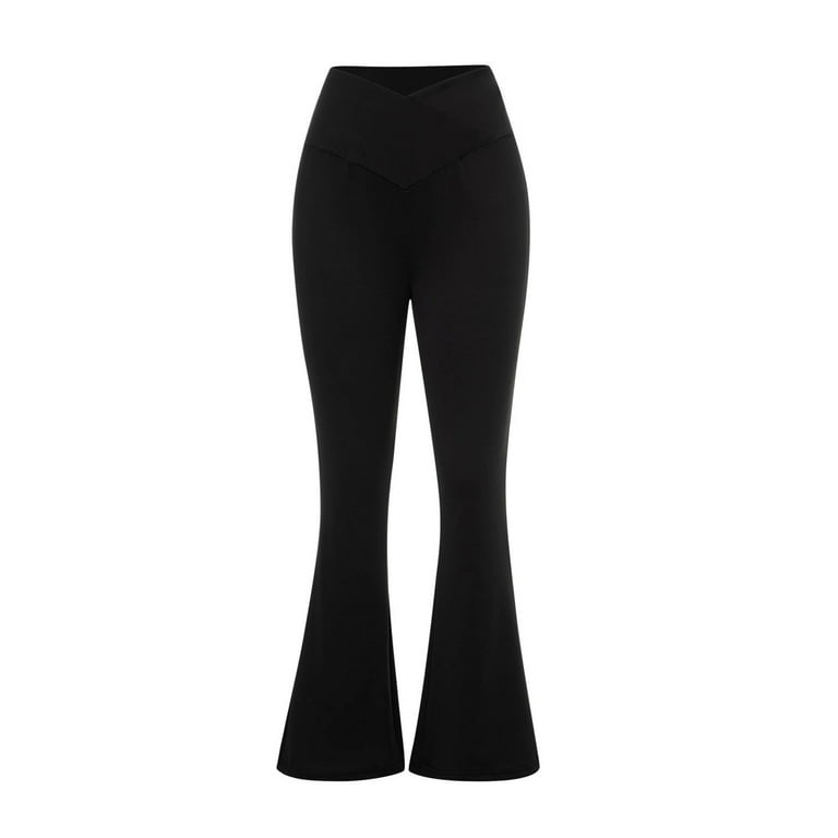 Imcute Women's Yoga Pants Leggings High Waisted Wide Leg Yoga Flare Pants  Tummy Control Workout Running Pants Black XXL