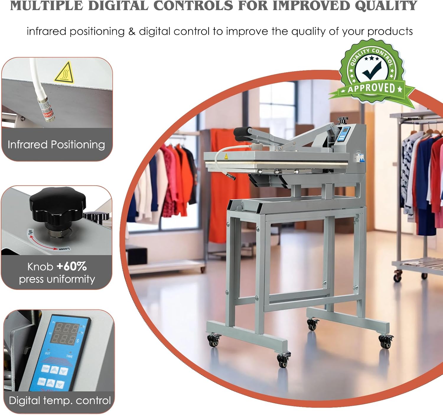 16x24 Inch Heat Press, 110V 2000W High Pressure Clamshell Heat Press Machine for T-Shirt, Professional Digital Control Heat Transfer Machine for Sublimation, Fast Heating and Infrared Positioning