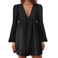 thumbnail image 1 of MAWCLOS Robes Mini Amples Ajourées pour Femmes, Manches Évasées, Robe Courte de Fête Noire TG, 1 of 2