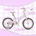 thumbnail image 5 of ACEGER 16 Inch Bike with Basket and Training Wheels for Girls Ages 5-9, Purple, 5 of 7