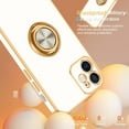 thumbnail image 6 of iPhone 12 Case with 360° Rotatable Ring Holder Magnetic Kickstand, Shiny Plating Gold Edge, Slim Soft TPU Shockproof Protective Cover for Women, Men, White, 6 of 14