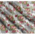 thumbnail image 3 of Soimoi White Cotton Voile Fabric Leaves & Grandiflora Roses Floral Decor Fabric Printed Yard 56 Inch Wide, 3 of 7