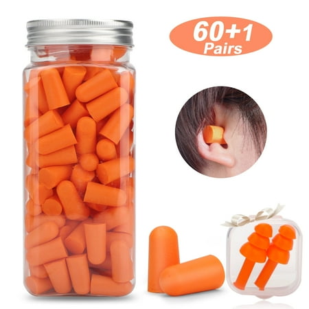 TSV 60pairs Soft Foam Ear Plugs for Sleep, Noise Cancelling Ear Plugs for Travel, 38dB NRR, Orange