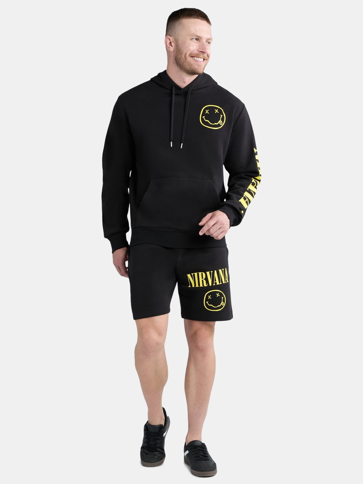 Nirvana Men’s & Big Men’s Smiley Graphic Hoodie, Sizes XS-3XL