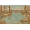 thumbnail image 2 of Hassam, Childe 24x17 Gold Ornate Wood Framed with Double Matting Museum Art Print Titled - North River Dock-New York, 2 of 4