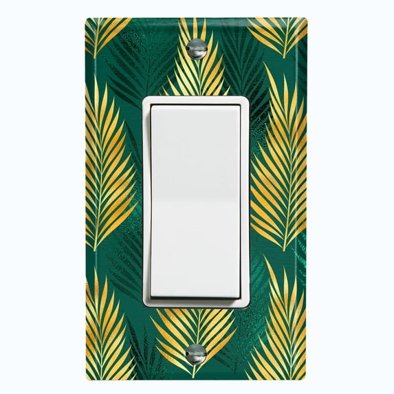 Metal Light Switch Plate Cover Tropical Jungle Palm Leaves Yellow Green JGL003