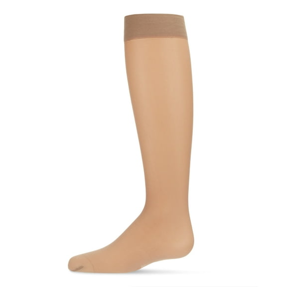 MeMoi Girls Semi-Sheer Basic 30-Denier Knee High Sock - Girls - Female, 9-11, Honey