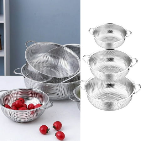 

Kpamnxio Kitchen Gadgets Drain Basket Stainless Steel Drain Basket X3 [16.5Cm+19.5Cm+22.5Cm Special Price Double Handles without Feet a Total of Three] Kitchen Supplies Silver Holiday Sale