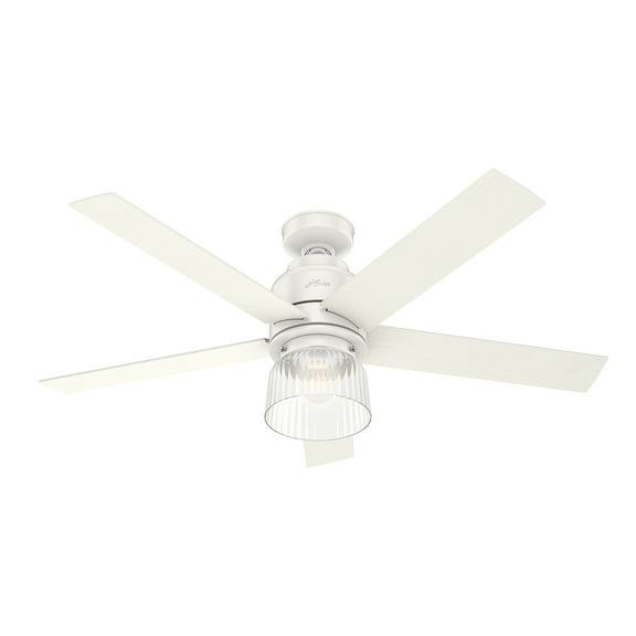 Restored Hunter Fan 52 inch Fresh White Finish Indoor Ceiling Fan with Light Kit, 5 Blades (Refurbished)