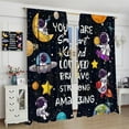 thumbnail image 4 of Kids Space Curtains, Cartoon Universe Galaxy Planet Astronaut Inspirational Quotes for Kids Room Window Decor, Rod Pocket Drapes for Living Room Bedroom Kitchen 2 Panel Set 42"W X 84"L, 4 of 6