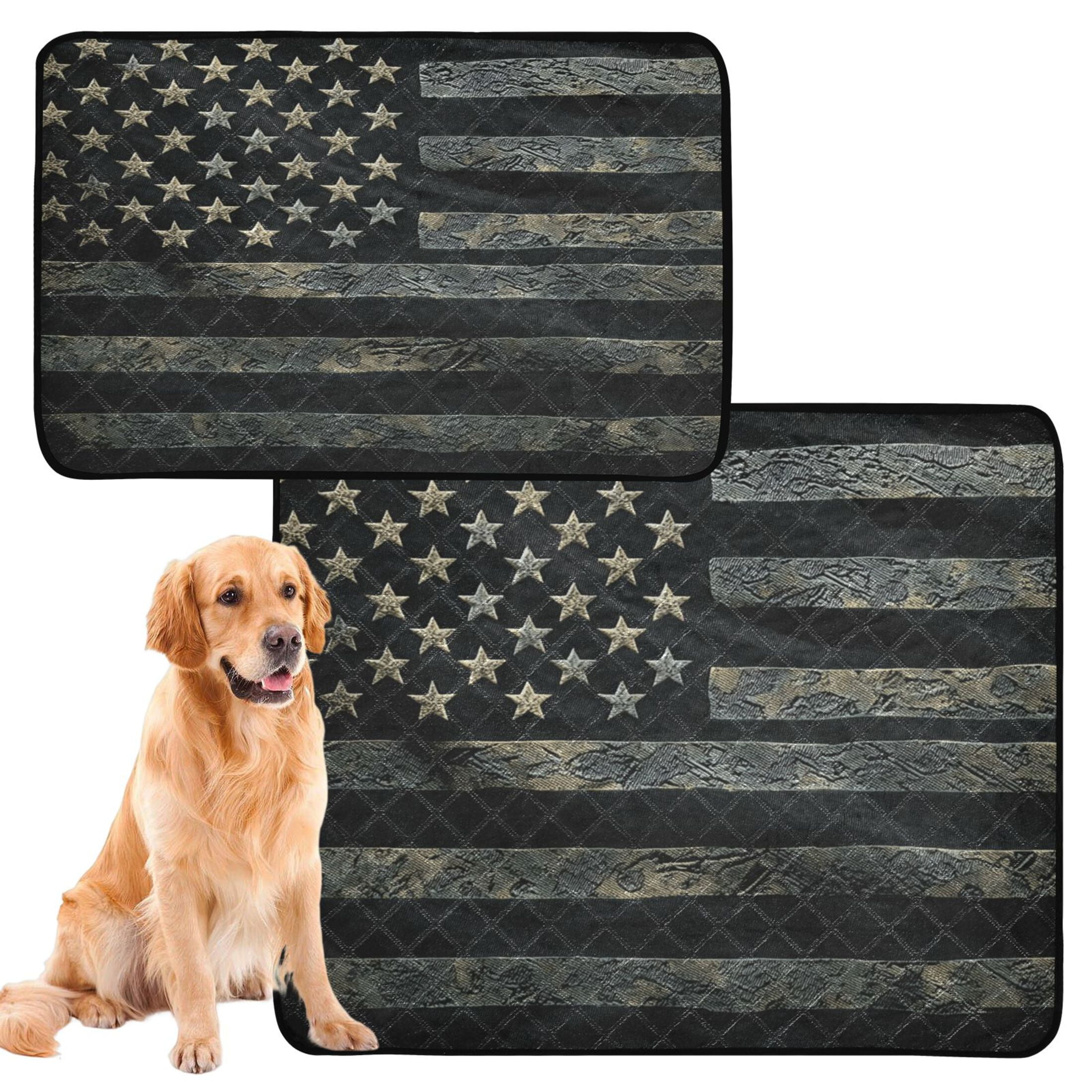 Qxltty Black Design American Flag Cat litter Pads Pet Set of 3 Diaper Mats Center Anti-leakage Layer Absorbent Soft and Comfortable