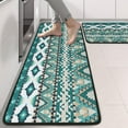 thumbnail image 2 of Kitchen Rugs Sets Of 2,Teal Geometric Boho Pattern Anti Fatigue Kitchen Mat Rugs Non Slip Washable,Decorative Kitchen Floor Mats for Kitchen,Sink,Laundry,17"x47"+17"x47", 2 of 5