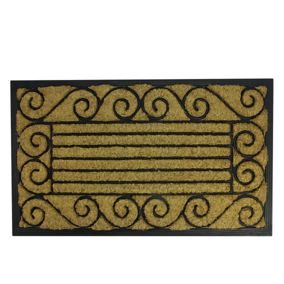 Northlight Natural Coir Stripes and Scrolls Outdoor Doormat 18" x 30"
