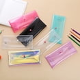 thumbnail image 4 of Sparkling Transparent Purple Pencil Case Pen Pouch - Lightweight Clear Stationery Organizer, Smooth Easy to Clean, Durable Holder Pens Pencils Markers, Galentines Day Party Favors, 1pc, 4 of 5