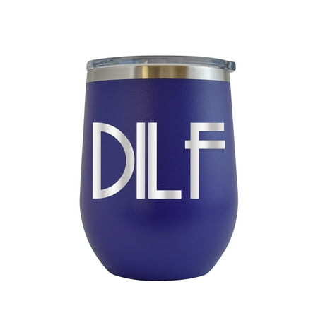 

DILF - Engraved 12 oz Purple Wine Cup Unique Funny Birthday Gift Graduation Gifts for Men or Women Valentines Day Flowers Girlfriend Boyfriend