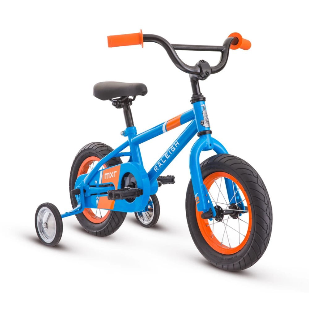Blue Raleigh Bikes MXR 12 Kids Bike with Training Wheels for Boys Youth 2-4 Years Old 