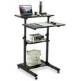 thumbnail image 2 of Mount-It! Height Adjustable Rolling Stand Up Desk, Mobile Computer Desk, Black, 2 of 9