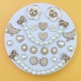 thumbnail image 3 of Juego de colgantes SANUIU con cadena de perlas y flores con diamantes de imitación, 3 of 8