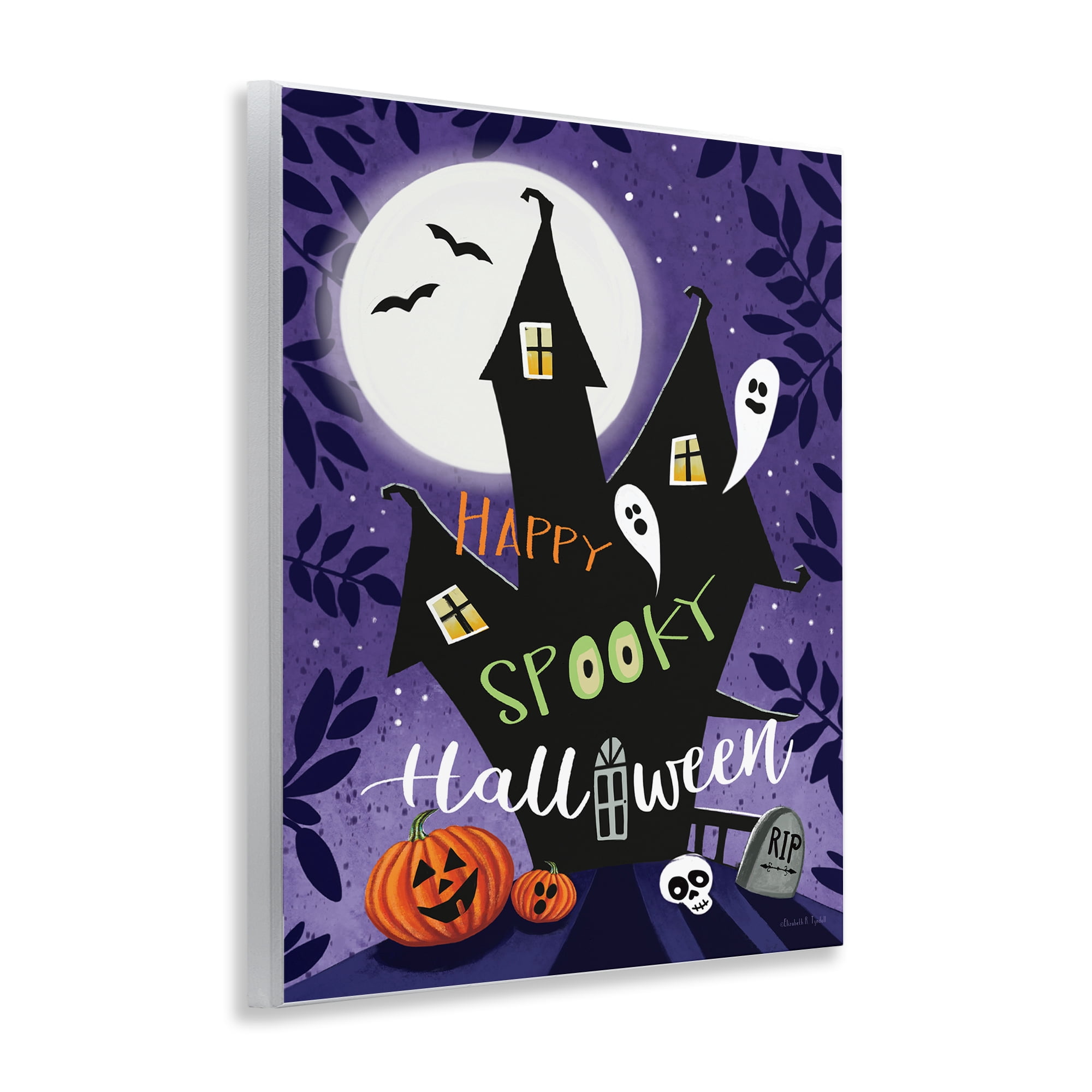 Stupell Industries Spooky Halloween House Holiday Painting Unframed Art Print Wall Art, 11 x 14