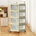 thumbnail image 6 of HengDidi Clear Plastic Multi-Level Rolling Storage Cart with Wheels, Adjustable Kitchen/Bathroom Organizer for Utensils & Snacks, Space-Efficient Mobile Cabinet, 6 of 6