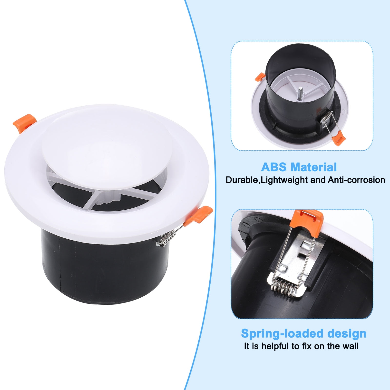 Uxcell 4" Round Air Vent Spring Loaded ABS Adjustable Soffit Exhaust Vent for Home Office Ventilation White Black