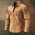 thumbnail image 2 of XAOFW Kids Boy's Western Shirts Jacket Fringes Long Sleeve Button Down Brown Shirts Loose Fit Fringe Coat Tops For Youth Versatile Top 13-14 Years, 2 of 5