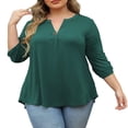 thumbnail image 6 of LEEYNEER Women‘s Plus Size Tops 3/4 Length Sleeve Shirts Dressy Casual V Neck Tunic Blouse (M-4XL), 6 of 10