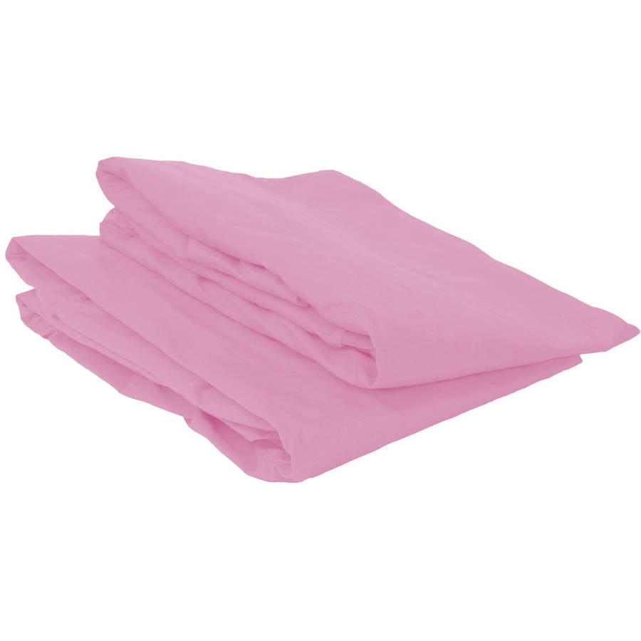 Bacati - MixNMatch Solid Crib/Toddler Bed Fitted Sheets 100% Cotton Percale, Pink, 2-Pack
