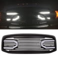 thumbnail image 4 of Kojem Front Bumper Grille W/Light Fit for 2006-2009 Dodge RAM 1500 2500 3500 Big Horn Hood Black Replacement Shell Grill 2007 2008, 4 of 10