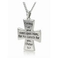 thumbnail image 2 of Women's Stainless Steel Cross with Crystals Necklace - 1 Peter 5:7 by Shields of Strength, 2 of 4