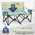 thumbnail image 5 of YOUNGWOOD Outdoor Double Chair with Insulated Side Pockets, Foldable, Low Base, 600 lb. Load Capacity, for Indoor and Outdoor Entertainment, Blue, 5 of 6
