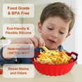 thumbnail image 6 of Air Fryer Silicone Liners 2 Pack, Reusable Round Air Fryer Basket Liners for 3-5 QT, 7.8 Inch Air Fryer Silicone Baking Tray for Oven Microwave Pot Accessories (Red+Black), 6 of 8