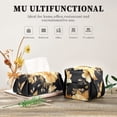 thumbnail image 7 of Yellow Floral on Black Tissue Box Cover Leather Square Rectangle Tissue Box Holder for Bathroom Living Room Desk Office Decor, 7 of 7