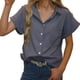 thumbnail image 1 of Camisa informal para mujer Minnieouse Blusa con botones y Cuello en V Color sólido con bolsillo Gris L, 1 of 6